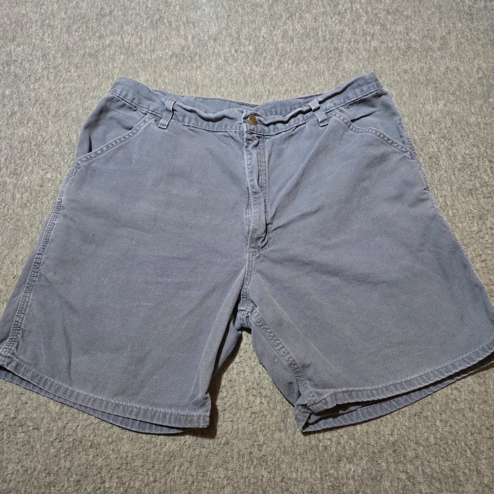 Vintage Carhartt Shorts Mens 36 Blue Gray Canvas Carpenter Workwear Utility